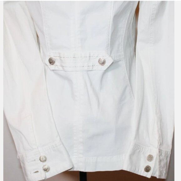 White House Black Market Silver Embroidered Dress Jacket Holiday Blazer Sz 0 - Picture 6 of 6